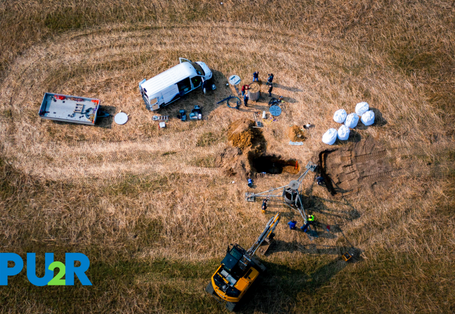 Taking lysimeter cores in a field to analyze water balance and transport processes.