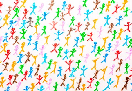 Bunte Figuren auf weißerm Hintergrund