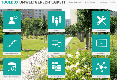 Screenshot der Startseite der Toolbox