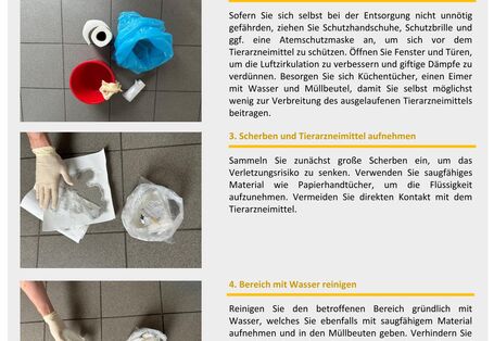 Sollte eine Glasflasche oder ein Applikator zerbrechen, sollten bestimmte Schritte beachtet werden