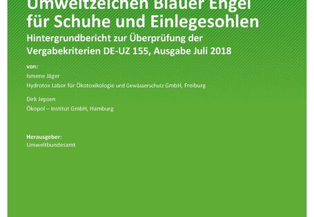 Cover der Publikation TEXTE 03/2021 Umweltzeichen Blauer Engel für Schuhe und Einlegesohlen: Hintergrundbericht zur Überprüfung der Vergabekriterien DE-UZ 155, Ausgabe Juli 2018 
