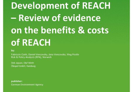 Cover of publication TEXTE 06/2021 Development of REACH – Review of evidence on the benefits & costs of REACH