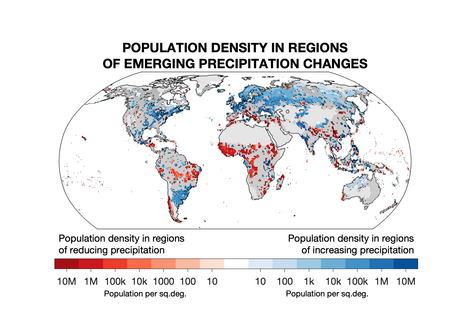 Anzahl der Menschen, die erhöhte oder verringerte Niederschläge erleben
