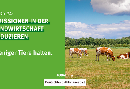 Eine Grafik mit der Handlungsempfehlung Emissionen in der Landwirtschaft zu reduzieren