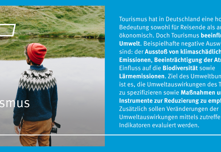 Eine Grafik mit einem Bild und Text. Es handelt sich hier um das Thema Tourismus.