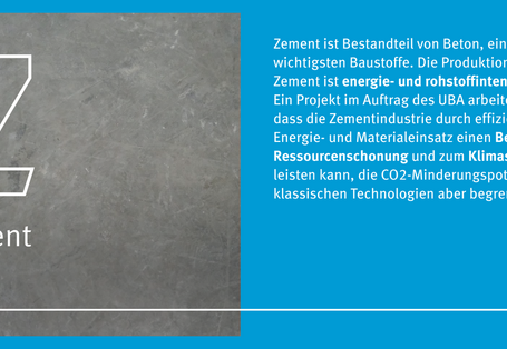 Eine Grafik mit einem Bild und Text. Es handelt sich hier um das Thema Zement.