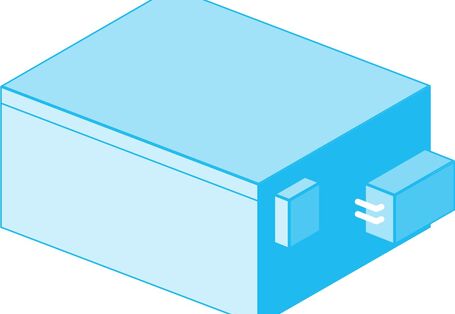 Blaues Modell eines Eiswasserspeichers.