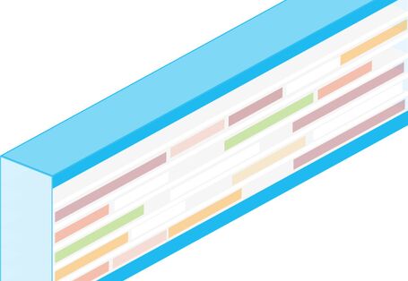 Blaues Modell eines offenen Verkaufskühlmöbels.