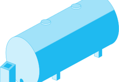 Blaue Infografik eines Milchkühltanks.