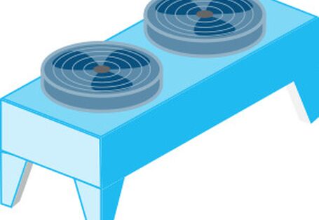 Blaues Modell eines Rückkühlers.