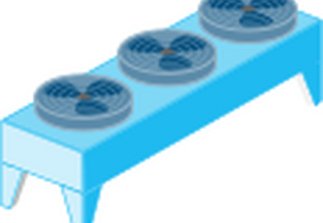 Blaue Infografik eines Rückkühlers.