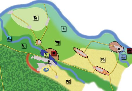 Auf einer Graphik ist ein Auschnitt aus dem klimaangepassten Leitbild für die Samtgemeinde Gartow dargestellt.