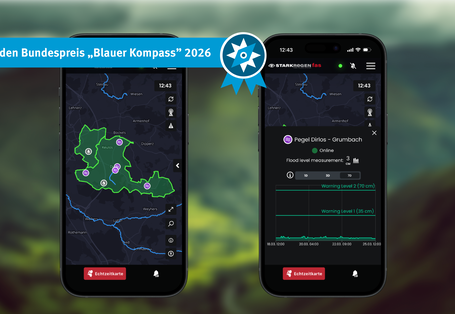 Die Grafik zeigt zwei Handydisplays.