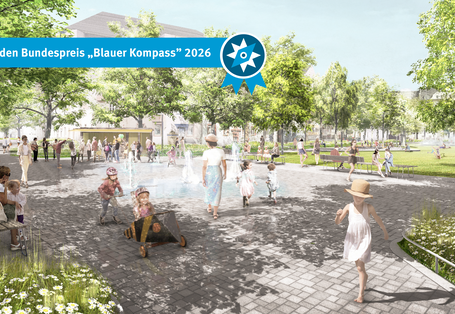 Das Bild zeigt Visualisierungen von dem zukünftigen Elsässer Park.