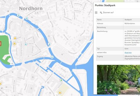 Karte kühler Orte Stadt Nordhorn für Anwohner und Touristen, Besucher