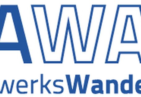 Logo: Projekt Klimaanpassung für Bau- und SHK-Betriebe in blauer Schrift und gelb unterlegt.