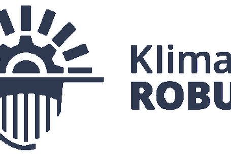 Klima - ROBUST Logo der Initiative: Dunkelblauer Schriftzug und Icon auf weißem Hintergrund.