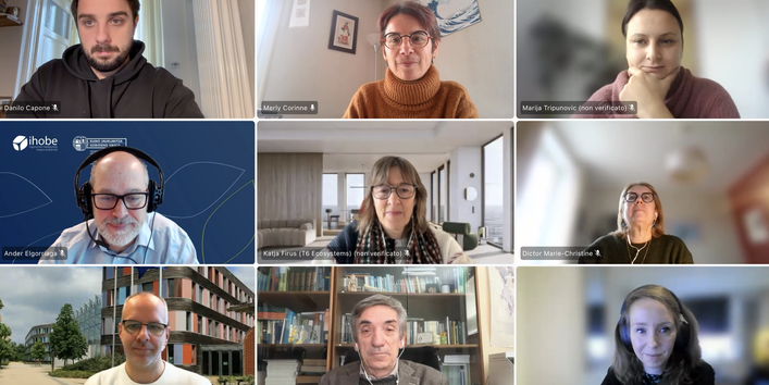 A group of people attending an online meeting