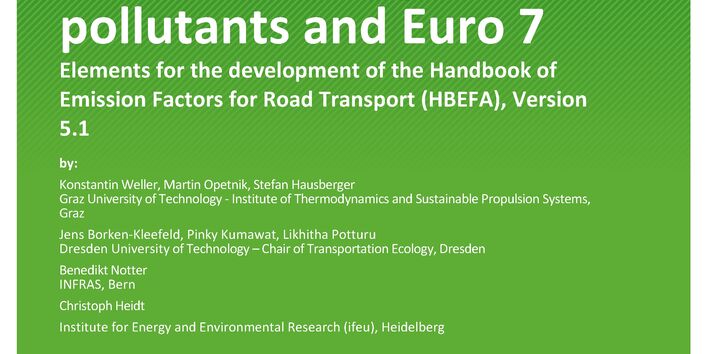 Cover of report "HBEFA 5.1 – Correction factors, non-regulated pollutants and Euro 7"