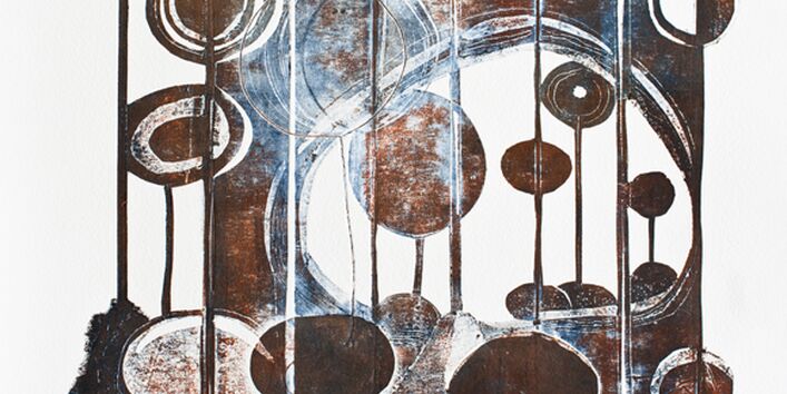 Grafik einer Blumenlandschaft in Brauntönen