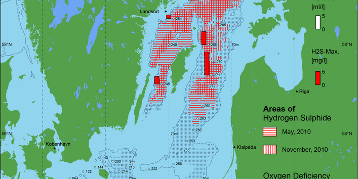 Sauerstoffarme und sauerstofffreie Gebiete in der Ostsee - 2010