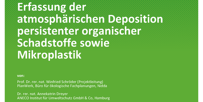 Cover des Berichts "Pilotstudien zur Eignung der Bioindikation mit Moosen zur Erfassung der atmosphärischen Deposition persistenter organischer Schadstoffe sowie Mikroplastik"