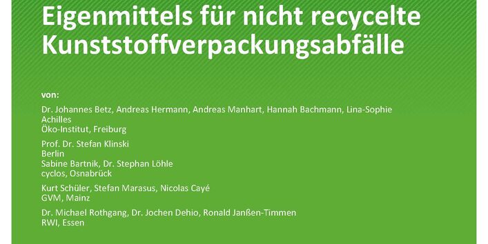 Cover des Berichts "Untersuchung ökonomischer Instrumente auf Basis des EU-Eigenmittels für nicht recycelte Kunststoffverpackungsabfälle"
