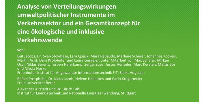 Cover des Berichts "Verteilungswirkungen einer Verkehrswende" 