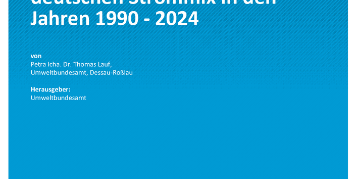 Cover des Berichts "Entwicklung der spezifischen Treibhausgas-Emissionen des deutschen Strommix in den Jahren 1990 - 2024"