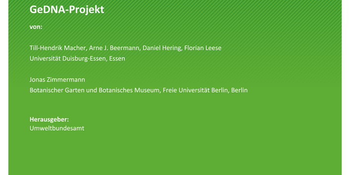 Cover des Berichts "eDNA-basierte Verfahren in der behördlichen Praxis"