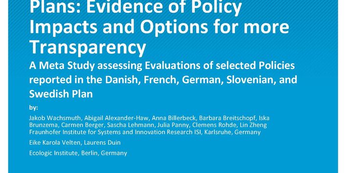 Cover des Berichts "National Energy and Climate Plans: Evidence of Policy Impacts and Options for more Transparency"
