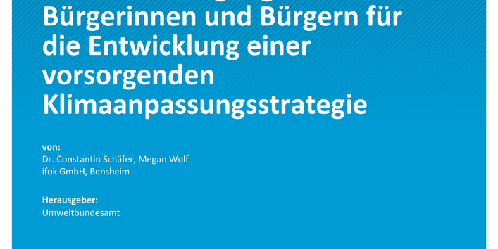 Cover des Berichts "Ergebnisse der bundesweiten Online-Beteiligung von Bürgerinnen und Bürgern für die Entwicklung einer vorsorgenden Klimaanpassungsstrategie"