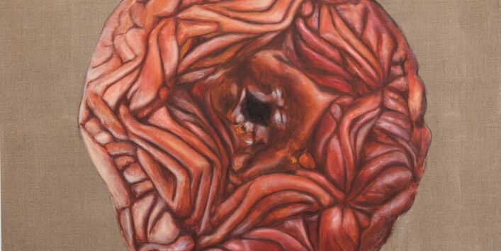 Gemälde eines geschnitzten Apfels