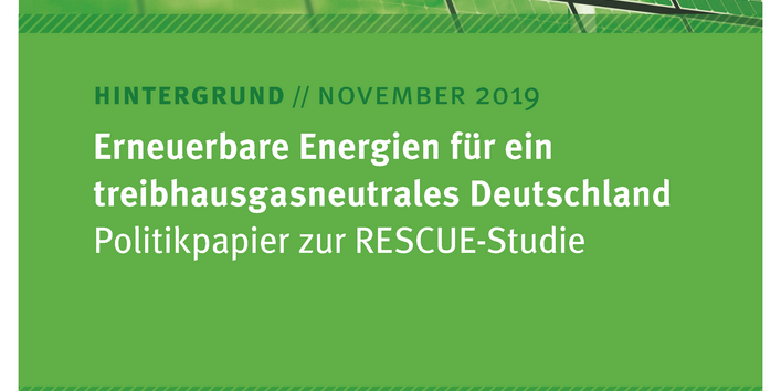 Cover des Hintergrundpapiers Erneuerbare Energien für ein treibhausgasneutrales Deutschland