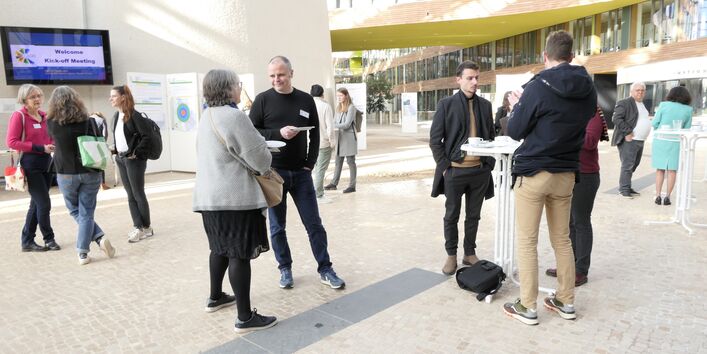 Group of people exchanging