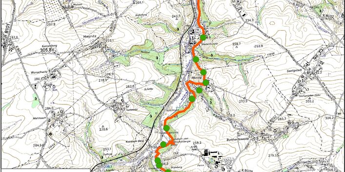 Kartendarstellung des Geopfades Triebischtal