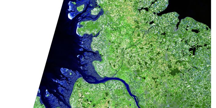 Eine Satellitenaufnahme der Nordseeästuare
