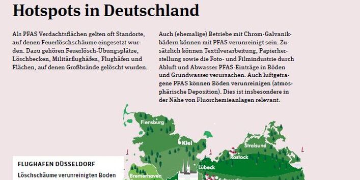 Karte mit den PFAS-Hotspots.