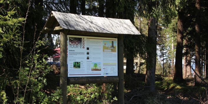 Tafel am Entdeckerpfad am Waldhaus in Mehlmeisel