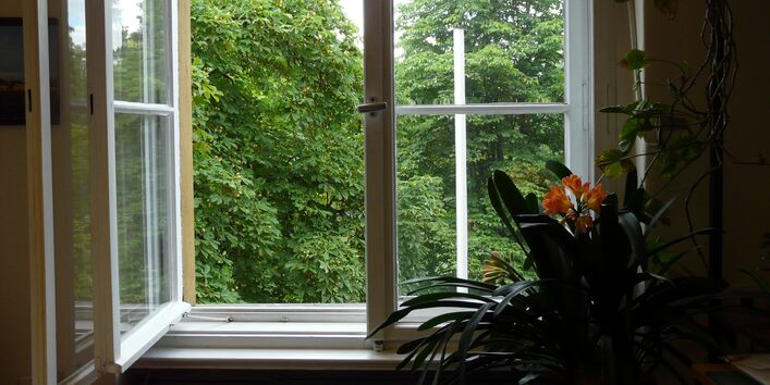 geöffnetes Fenster im Altbau