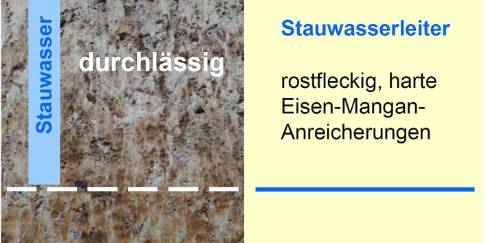 Ein Bodenprodil des Stauwasserbodens wird grafisch erläutert.