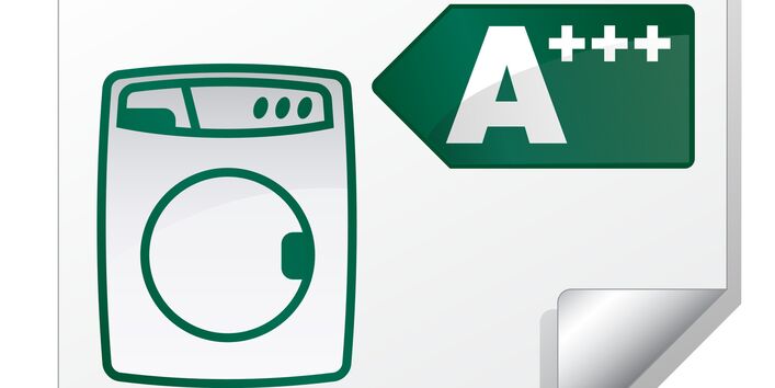 Piktogramm einer Waschmaschine mit dem Schild "A+++"