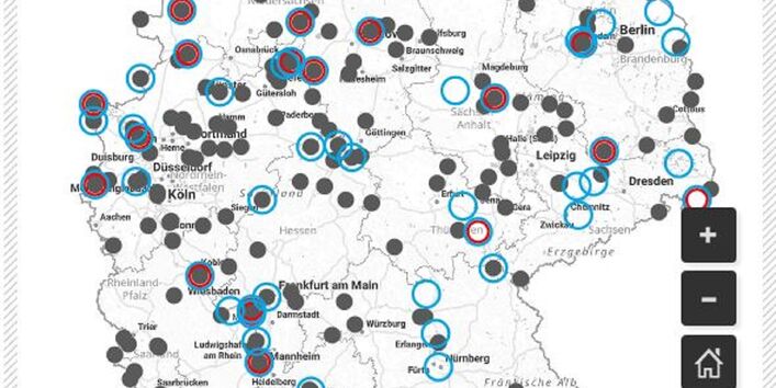 Frontpage der Website vom GISU mit Messstellnetz 
