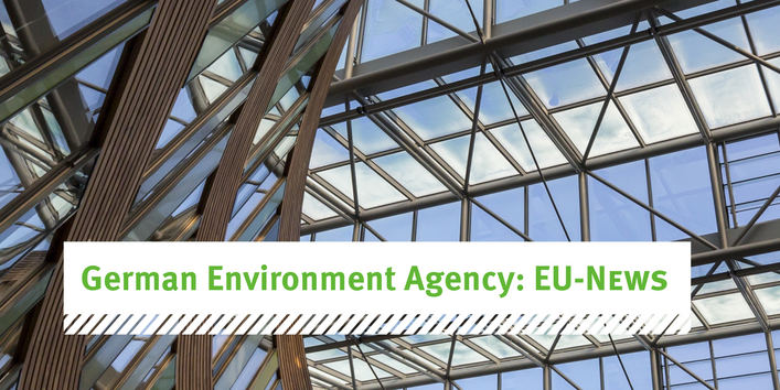 photo of a modern building and text: German Environment Agency: EU-News