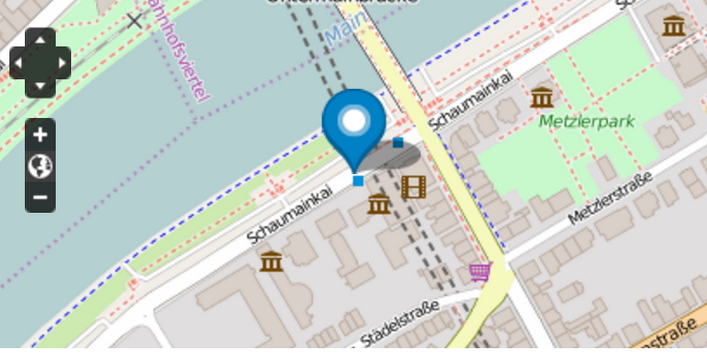 Straßenkarte mit der Adresse Deutsches Architekturmuseum  Schaumainkai 43, 60596 Frankfurt am Main - Veranstaltungsort der Nationale Auftaktveranstaltung der Europäischen Mobilitätswoche