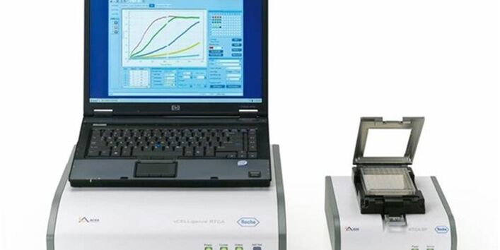 Elektronisches Analysergerät mit Monitor und Tastatur