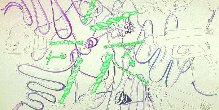 Aquarell mit Bohrmaschinen