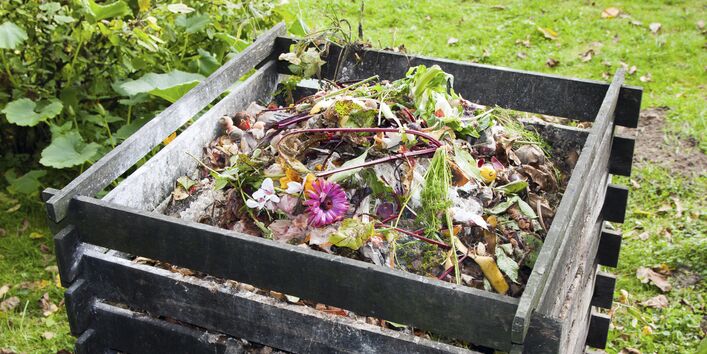 compost heap in a garden