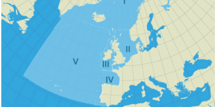 Das Übereinkommen zum Schutz der Umwelt des Nordostatlantiks hat diesen Ozeanteil aufgeteilt: Es gibt die arktischen Gewässer, die erweiterte Nordsee, die keltischen Meere, den Golf von Biskaya mit der iberischen Küste und den weiteren Atlantik.
