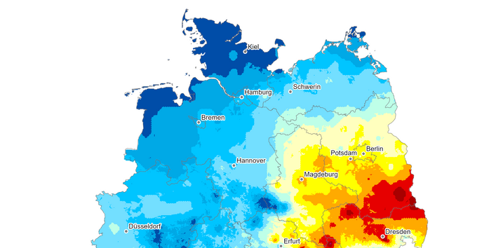 Die Karte zeigt die Anzahl Heißer Tage in Deutschland im Jahr 2024. Maximal gab es in diesem Jahr 31 Heiße Tage in Deutschland.